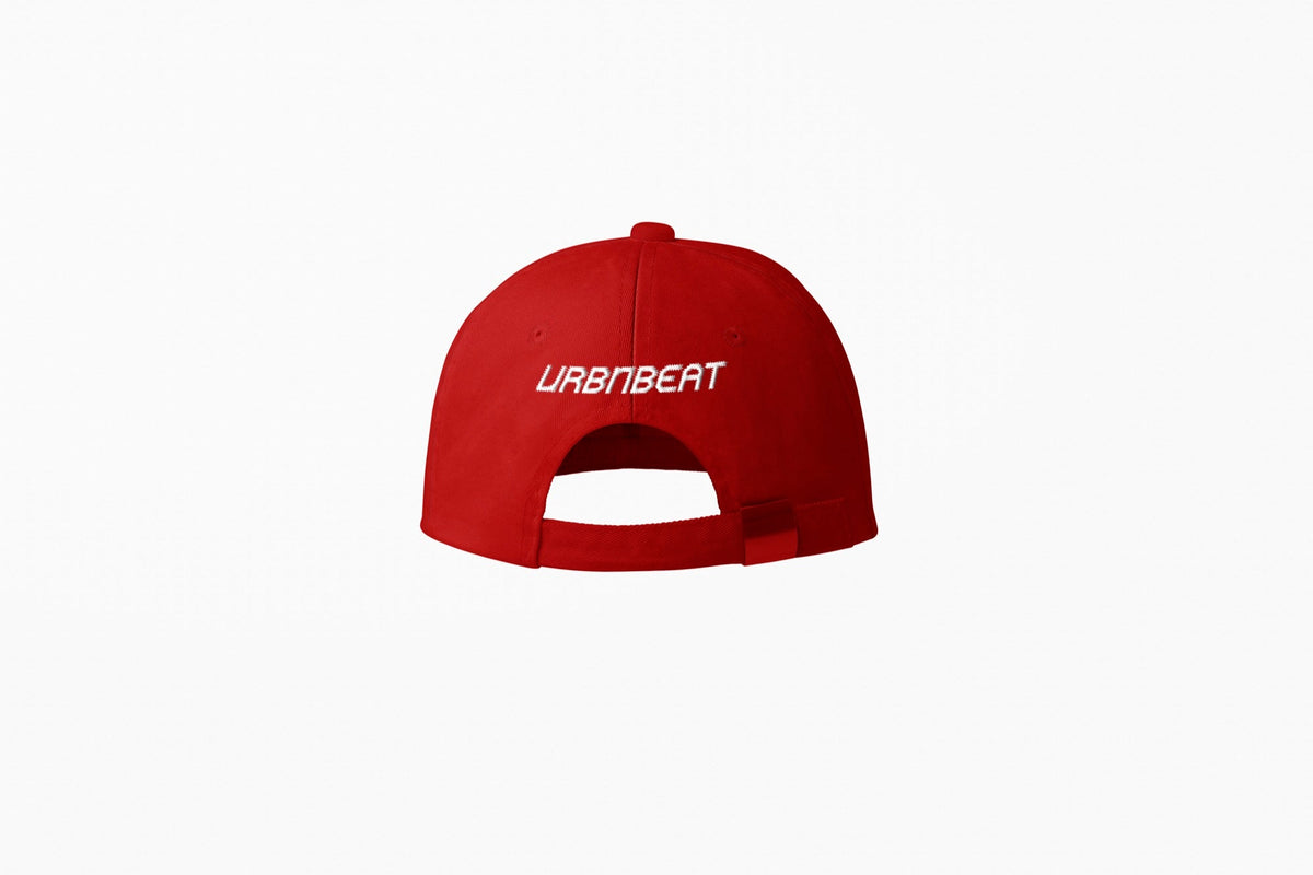 URBNBEAT red cap, back with URBNBEAT wordmark